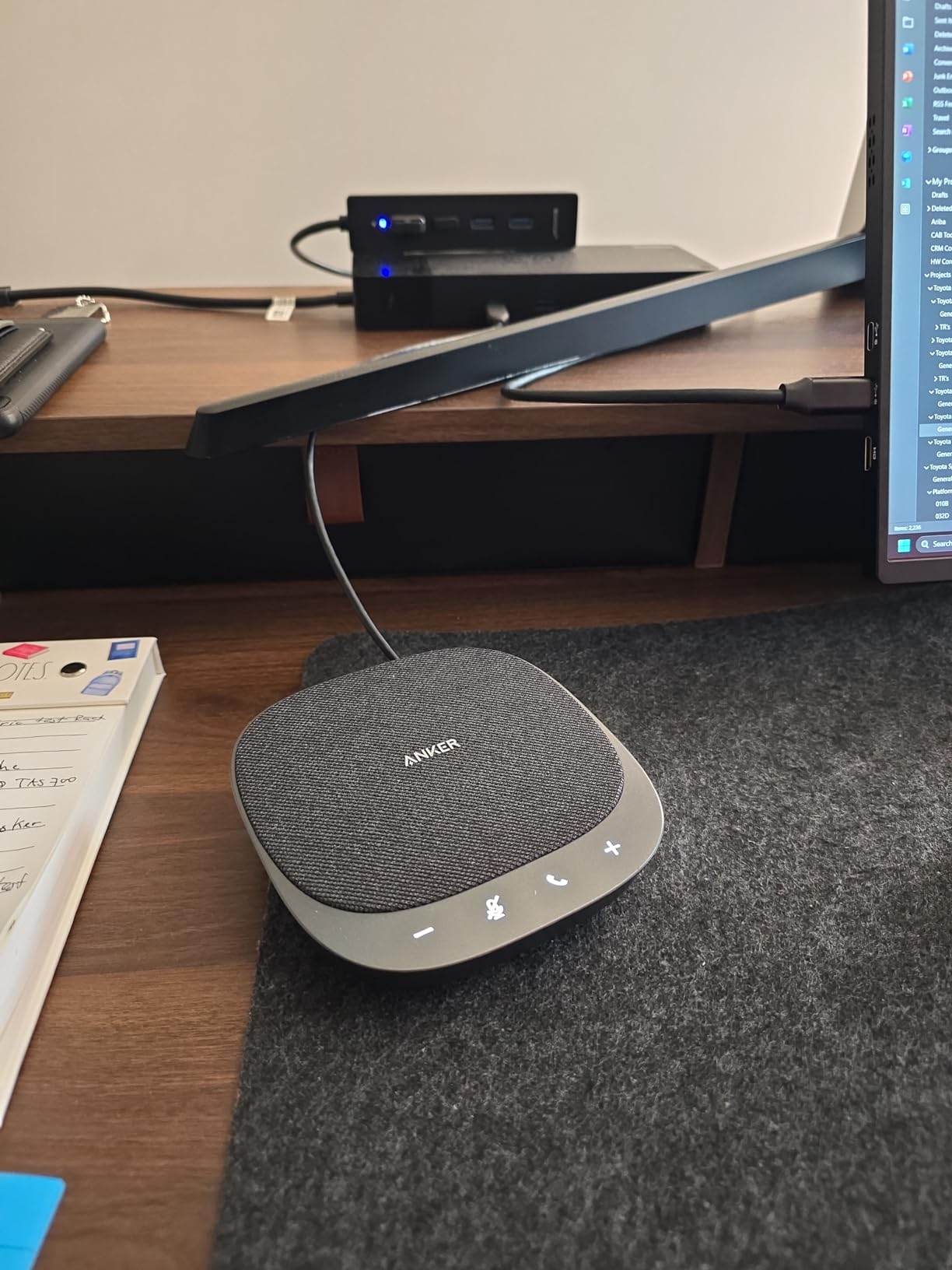Anker PowerConf S330 USB Speakerphone, Conference Microphone for Home Office, Smart Voice Enhancement, Plug and Play, 360° Voice Coverage, Powerful Sound, Desktop PC Speaker, Online Meetings customer photo 1
