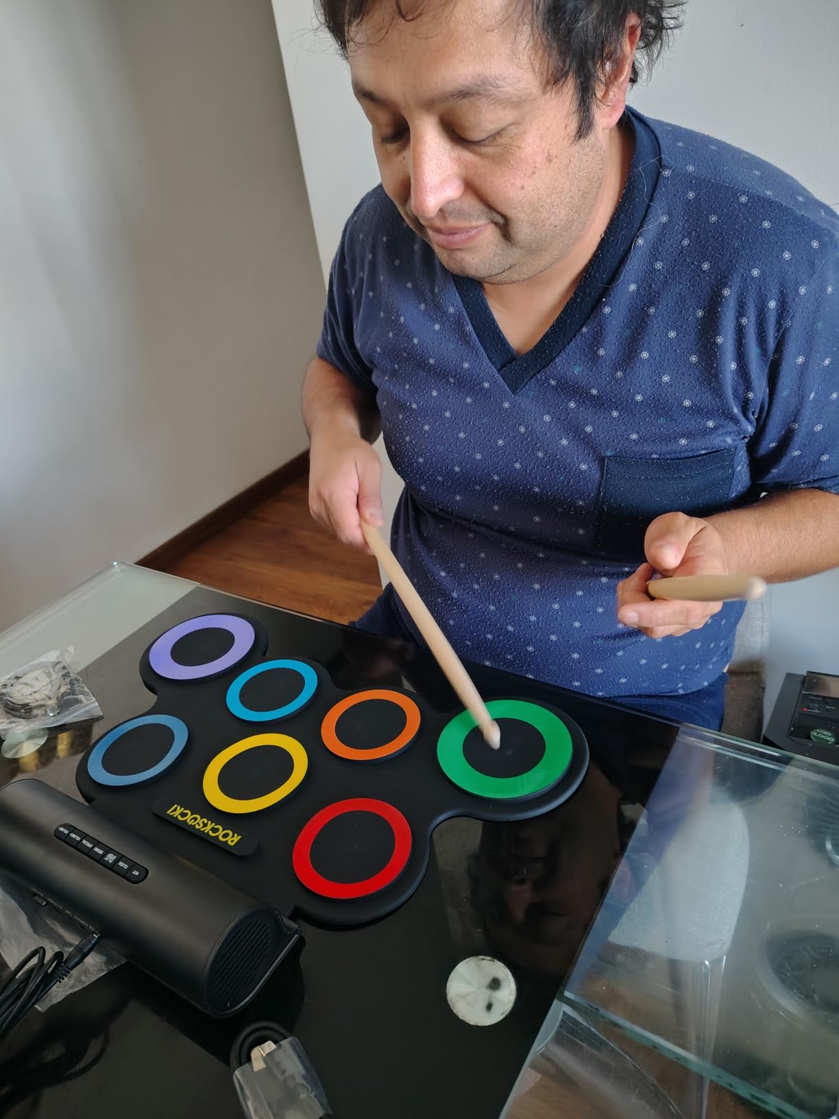 ROCKSOCKI Electric Drum Set, 7-Pad Electronic Drum Set with Headphone Included, Roll-up Drum Pad For Kids, Great Holiday Xmas Birthday Gift (Dual Speakers) customer photo 1