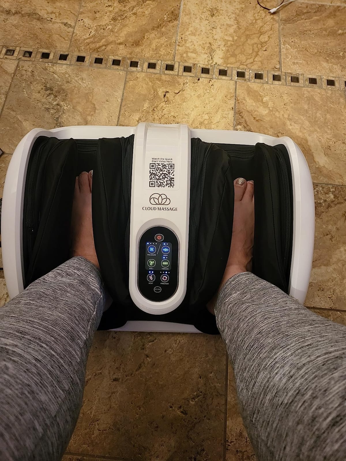 Cloud Massage Shiatsu Foot Massager with Heat, Standard Size, White | Deep Kneading & Compression, Adjustable Intensity, Multi-Mode Leg and Foot Massager with Remote Control, Anti-Slip Base customer photo 2