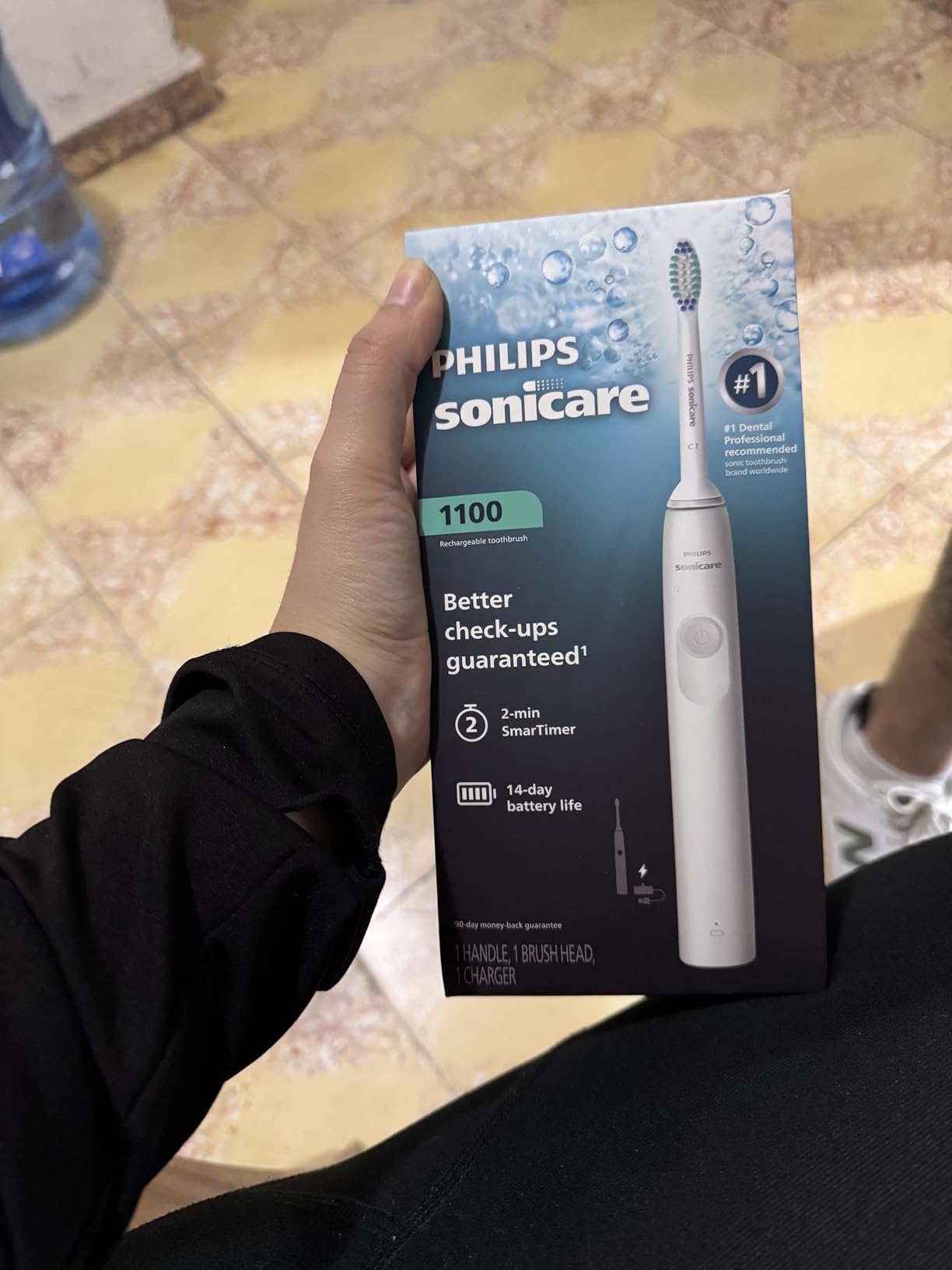 Philips Sonicare 1100 Rechargeable Electric Toothbrush, 1 Brush Head, White (HX3641/02), 2-Minute Timer, 14-Day Battery customer photo 1