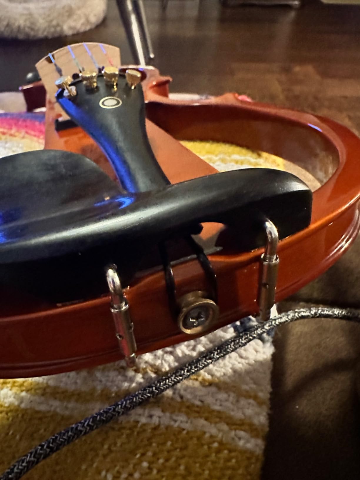 Vangoa Electric Violin 4/4 Full Size Silent Electronic Violin Fiddle, Red | Durable ebony fitting, upgraded pickup with headphone jack, solid wood, beginner Kit for adults teens quiet training practice customer photo 1