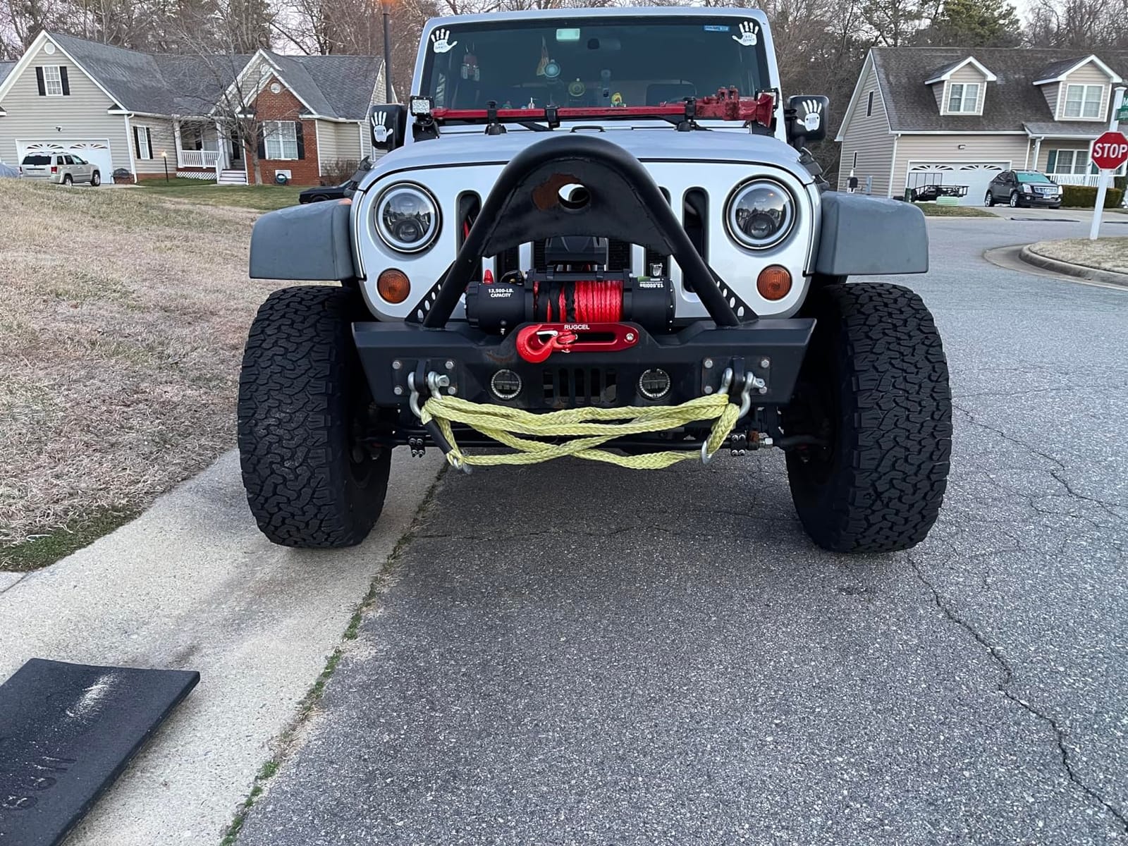 RUGCEL WINCH 13500lb Waterproof Electric Truck Winch 12V Synthetic Rope Winch with Hawse Fairlead, Wired Handle and 2 Wireless Remote, for Trailer and Wrangler customer photo 1