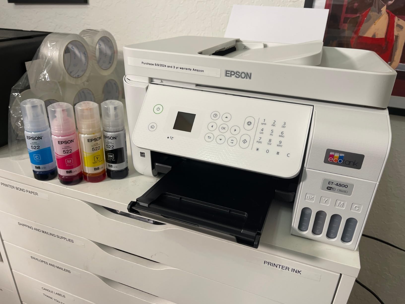 Epson EcoTank ET-4800 Wireless All-in-One Cartridge-Free Supertank Printer with Scanner, Copier, Fax, ADF and Ethernet - White customer photo 1