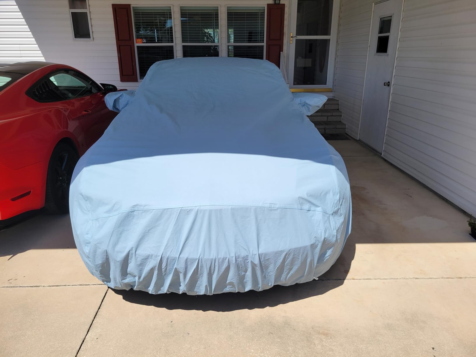 iCarCover Custom Fit [2005-2023 Ford Mustang] Premium Car Cover | Waterproof All Weather Automobiles Hail UV Sun Rain Snow Dust Protection Full Exterior Covers for Outdoor Indoor (Sky Gray) customer photo 2