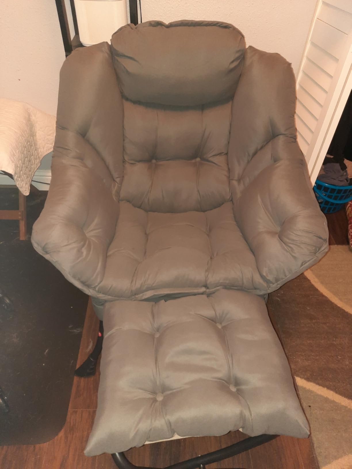 Welnow Lazy Chair with Ottoman, Reading Chair with Footrest, Cushioned Seat with Foldable Ottoman and Side Pocket, Lounge Chair for Bedroom customer photo 2