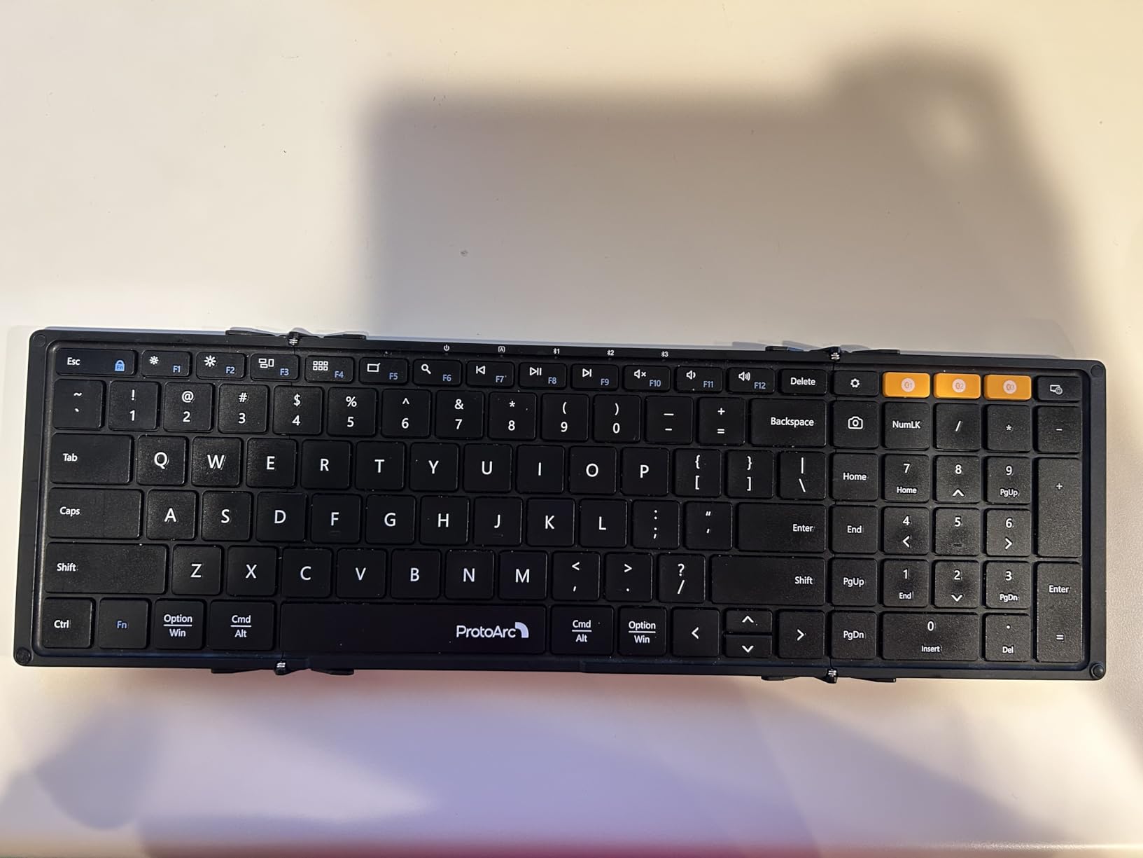 ProtoArc XK01 Full-Size Foldable Bluetooth Keyboard for Travel, Black | 105 keys, number pad, 0.65in keycaps, 3-device Bluetooth 5.1 switching, USB-C charging customer photo 1