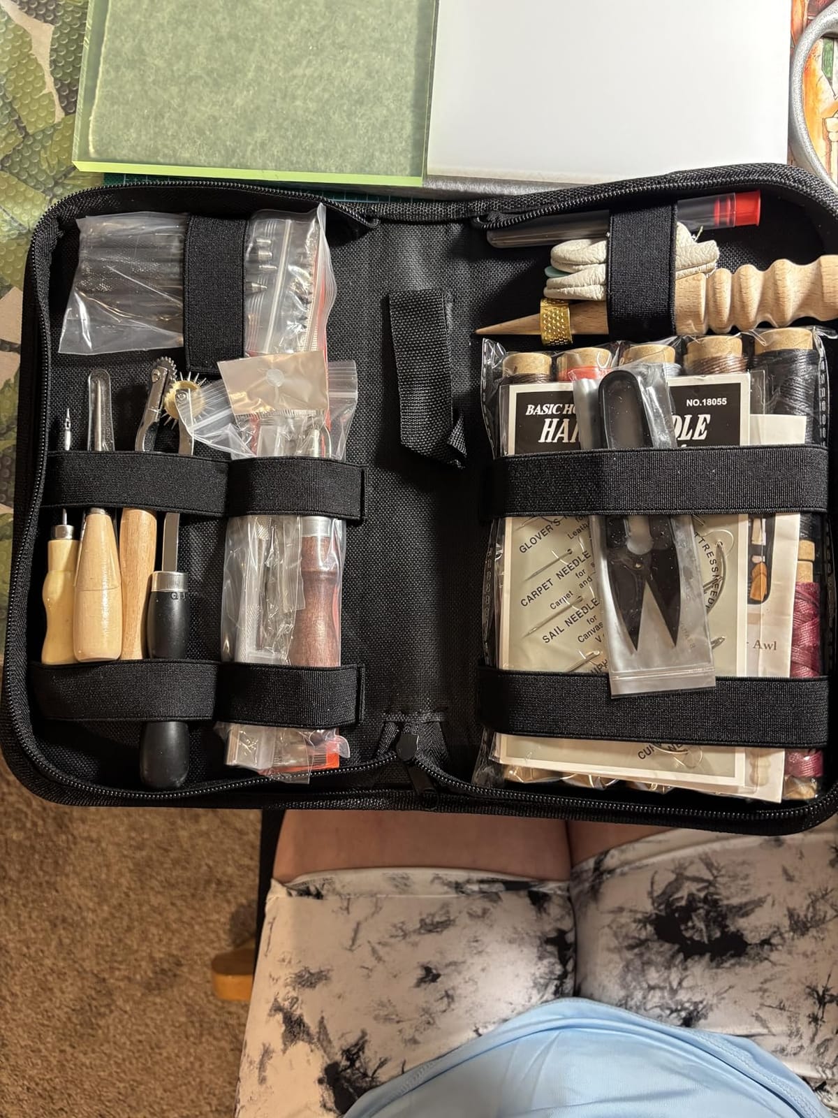 Leather Working Tools for Beginners: Professional Leather Tools with Punch | leather sewing kit with Waxed Thread Groover Awl Stitching Punch for Leathercraft Adults Gifts, Practical leather working kit customer photo 2