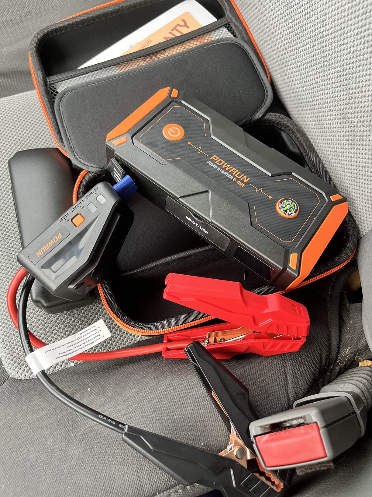 Powrun P-ONE Jump Starter, 2000A Portable Jump Box - Car Jump Starter Battery Pack for up to 8.0L Gas and 6.5L Diesel Engines, 12V Battery Jump Starter with Carry Case (Orange) customer photo 2
