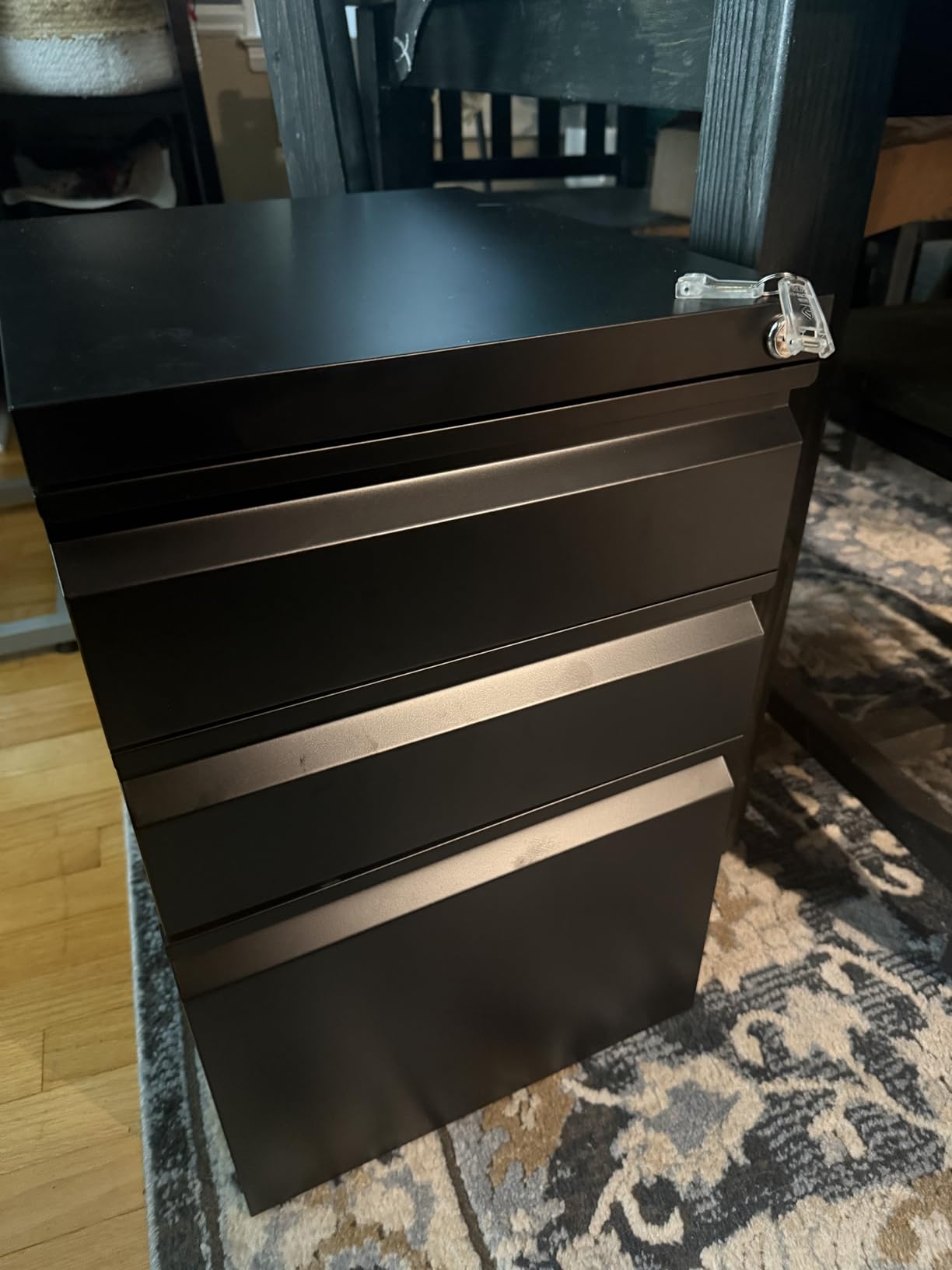 Letaya 3 Drawer Mobile File Cabinet with Lock,Under Desk Metal Filing Cabinets for Home Office Organizer Letters/Legal/A4((Fully Assembled-Black) customer photo 2