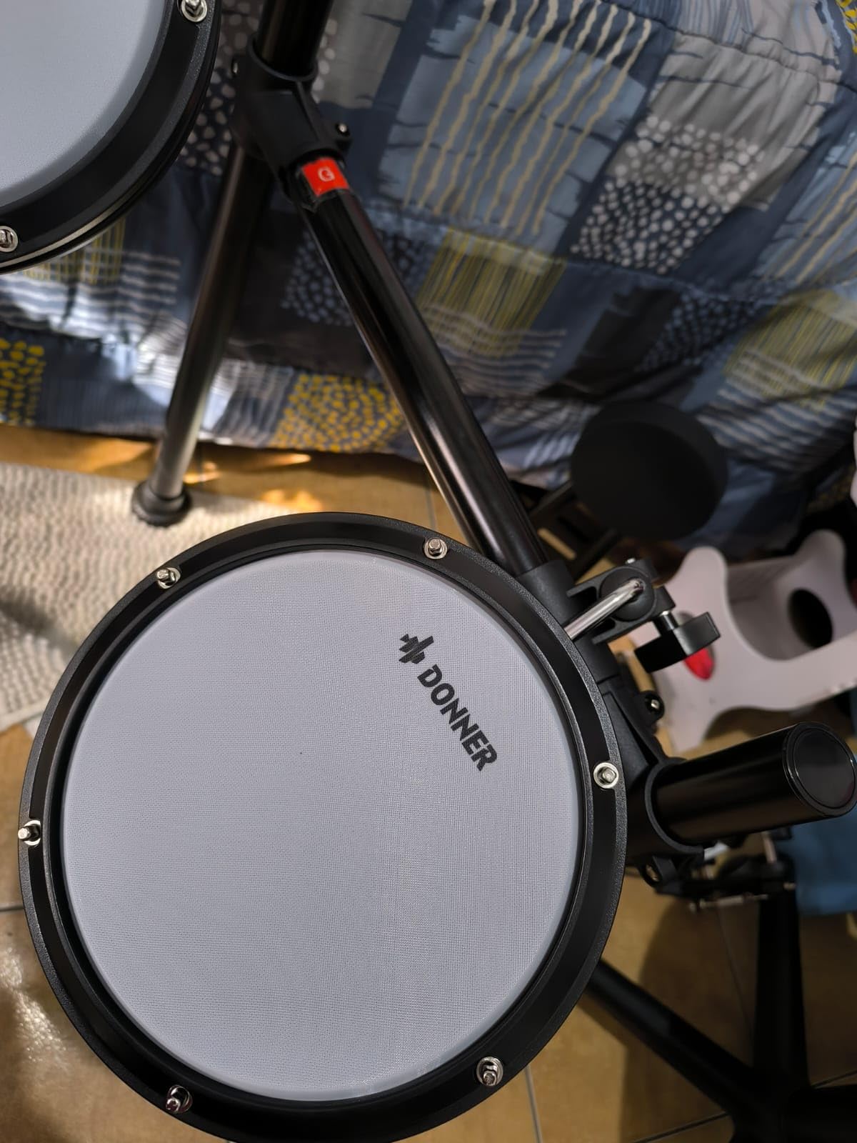 Donner DED-200X Electronic Drum Set, Electric Drum Kit with Quiet Mesh Drum Pads, 2 Cymbals w/Choke, 31 Kits and 450+ Sounds, Throne, Headphones, Sticks, USB MIDI, Melodics Lessons (5 Pads, 4 Cymbals) customer photo 2