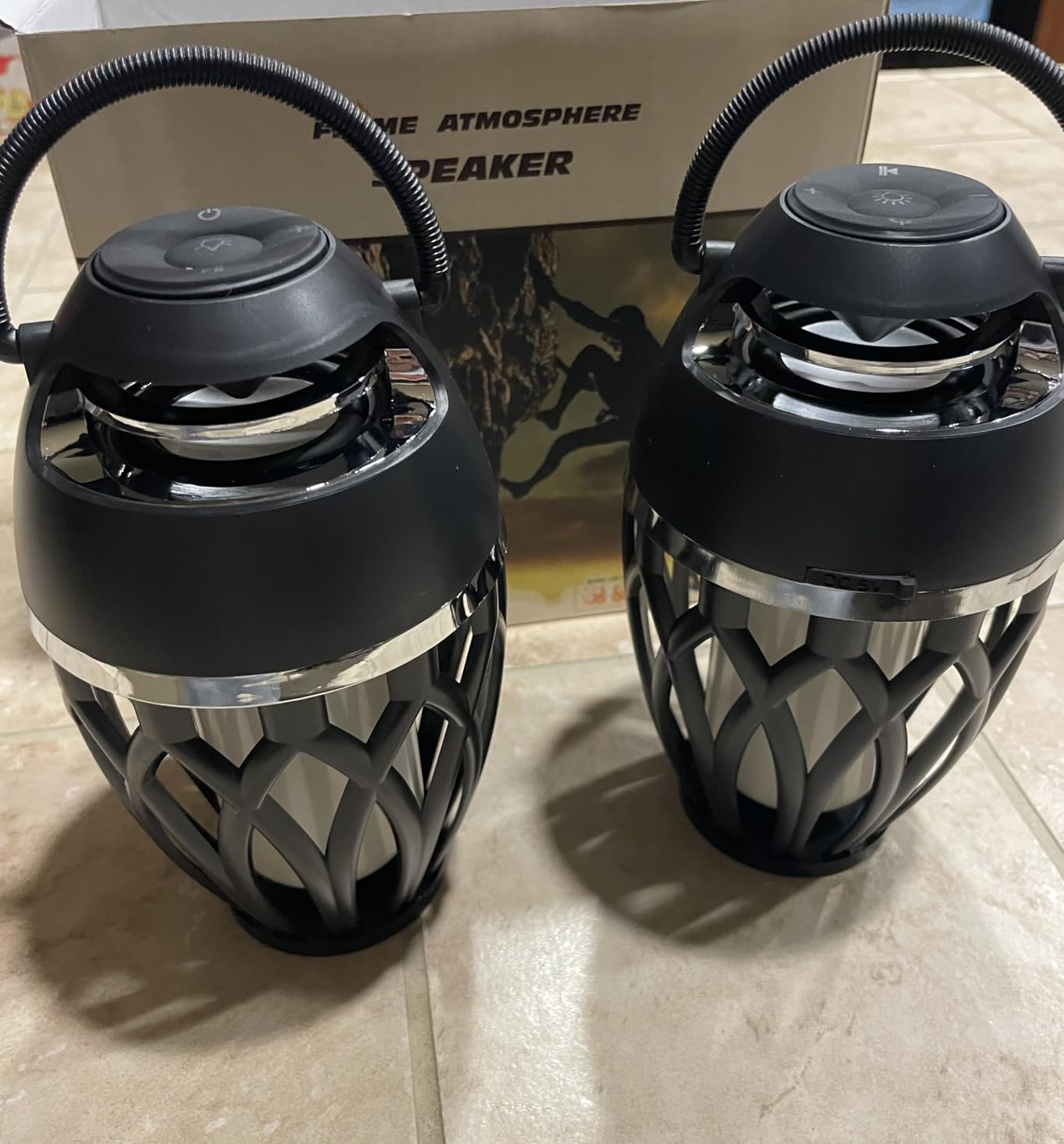 2 Pack Outdoor Bluetooth Speakers with Flame Flickers Light IPX5 Waterproof | BT 5.0, Wireless Torch Lantern Atmosphere Decor for Patio Yard Pool Party Camp, Housewarming Gifts for Men/Women customer photo 1