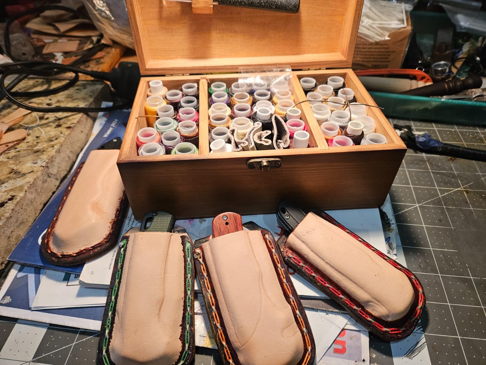 BUTUZE Leather Working Tools, Practical Leather Craft Kit with Waxed Thread Groover Awl Stitching Punch Hole for Leathercraft Beginner or Adults Gifts customer photo 2