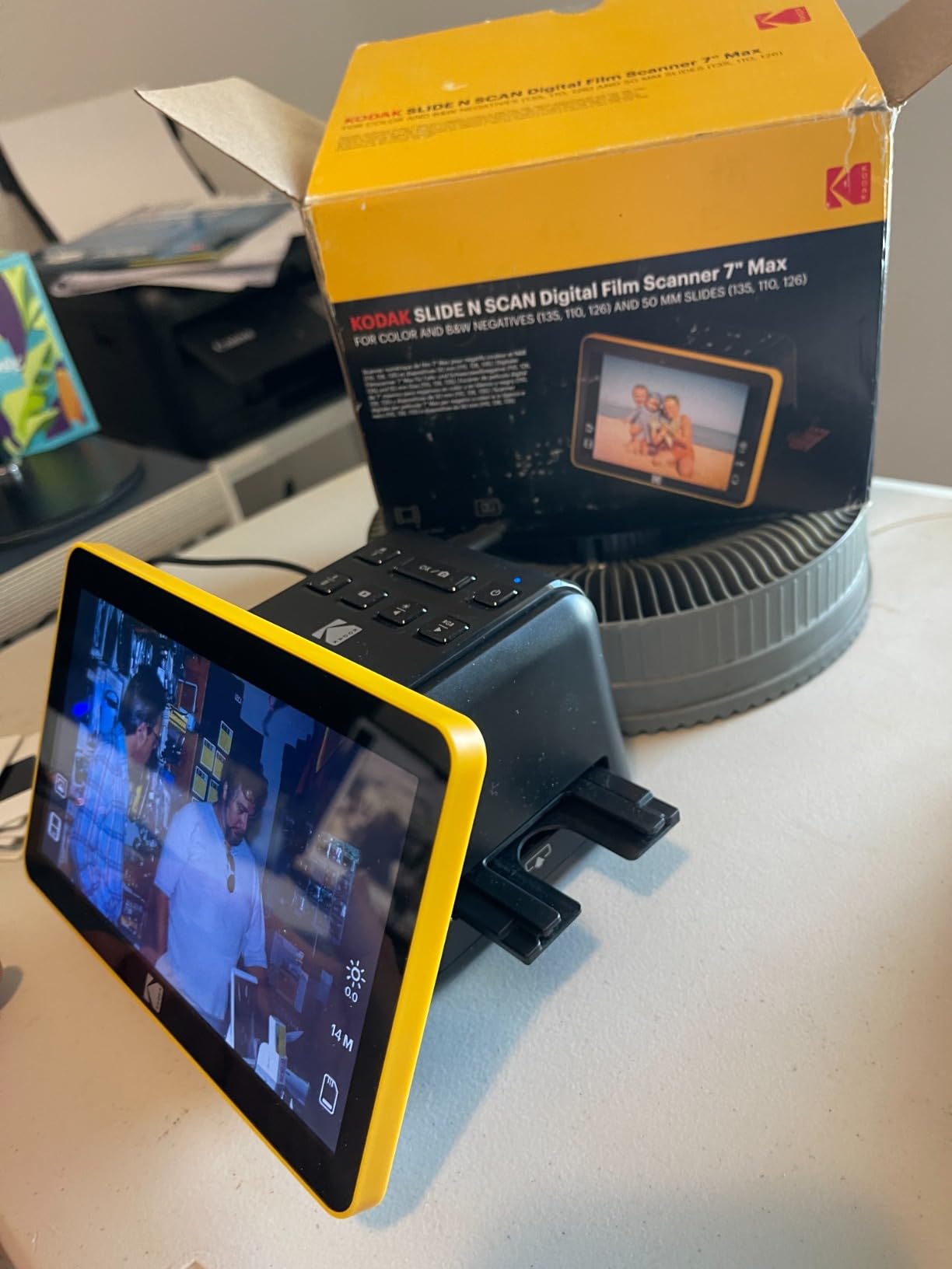 KODAK Slide N Scan Max Digital Film Scanner - Black/Yellow - Tiltable 7-Inch LCD with Gallery Mode & Photo Scanner Preview - Quick-Feed Tray for Slide Digitizer customer photo 1