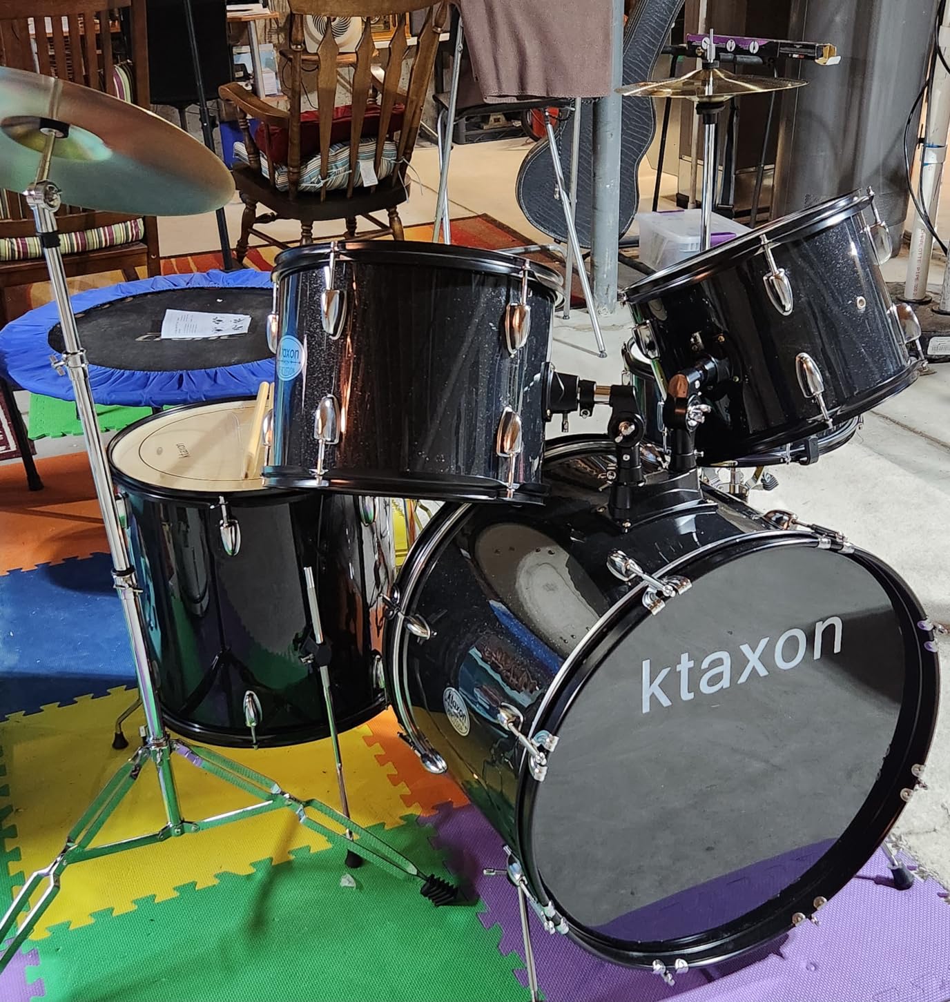 Ktaxon 22 Inch Drum Set Adult, 5-Piece Full Size Poplar Drumset, Black customer photo 2