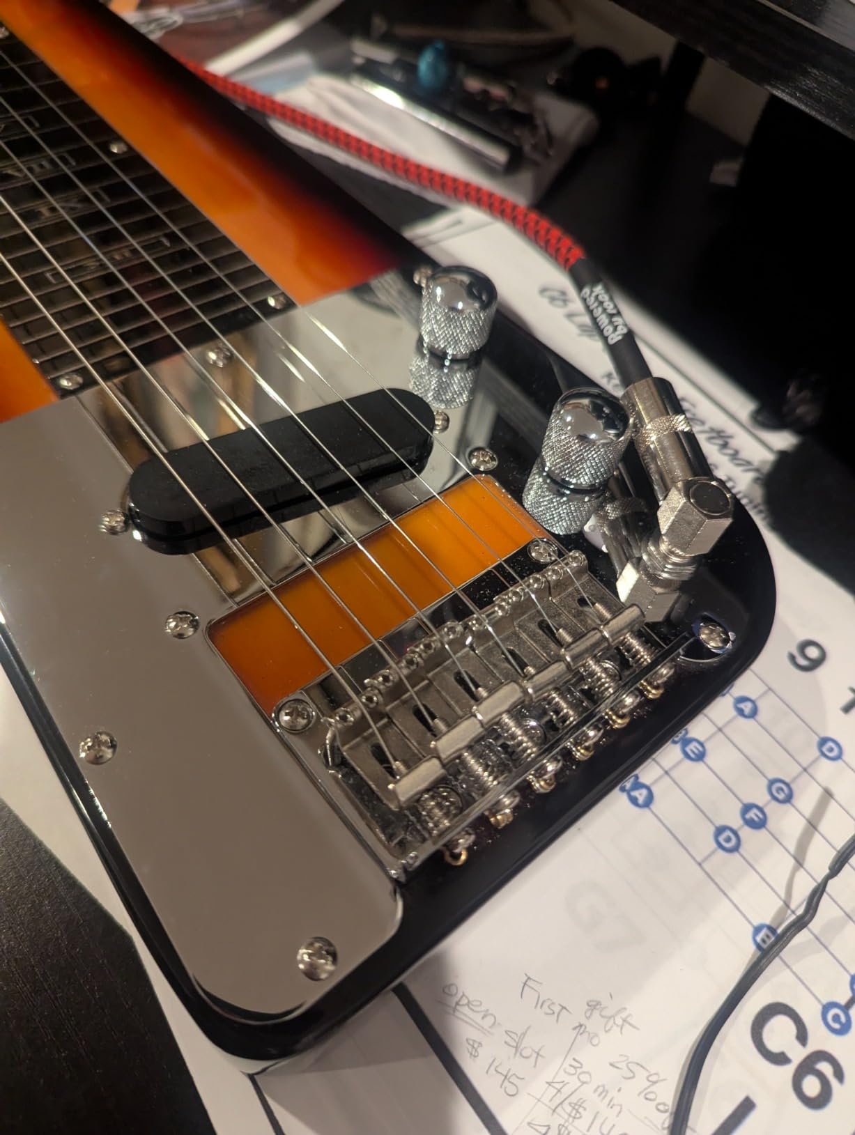 Batking Lap Steel Guitar, Electric Slide Guitars 6 String Slotted Headstock Guiter With Gig Bag Sunburst customer photo 2