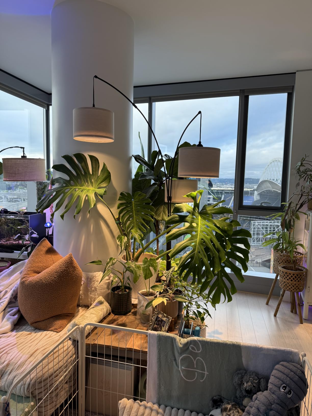 Dimmable 3 Lights Floor Lamp - 3000LM Super Bright Arc Floor Lamps for Living Room, Modern Tall Standing Lamp With Beige Shades, Mid Century Tree Floor Lamp for Bedroom Office customer photo 2