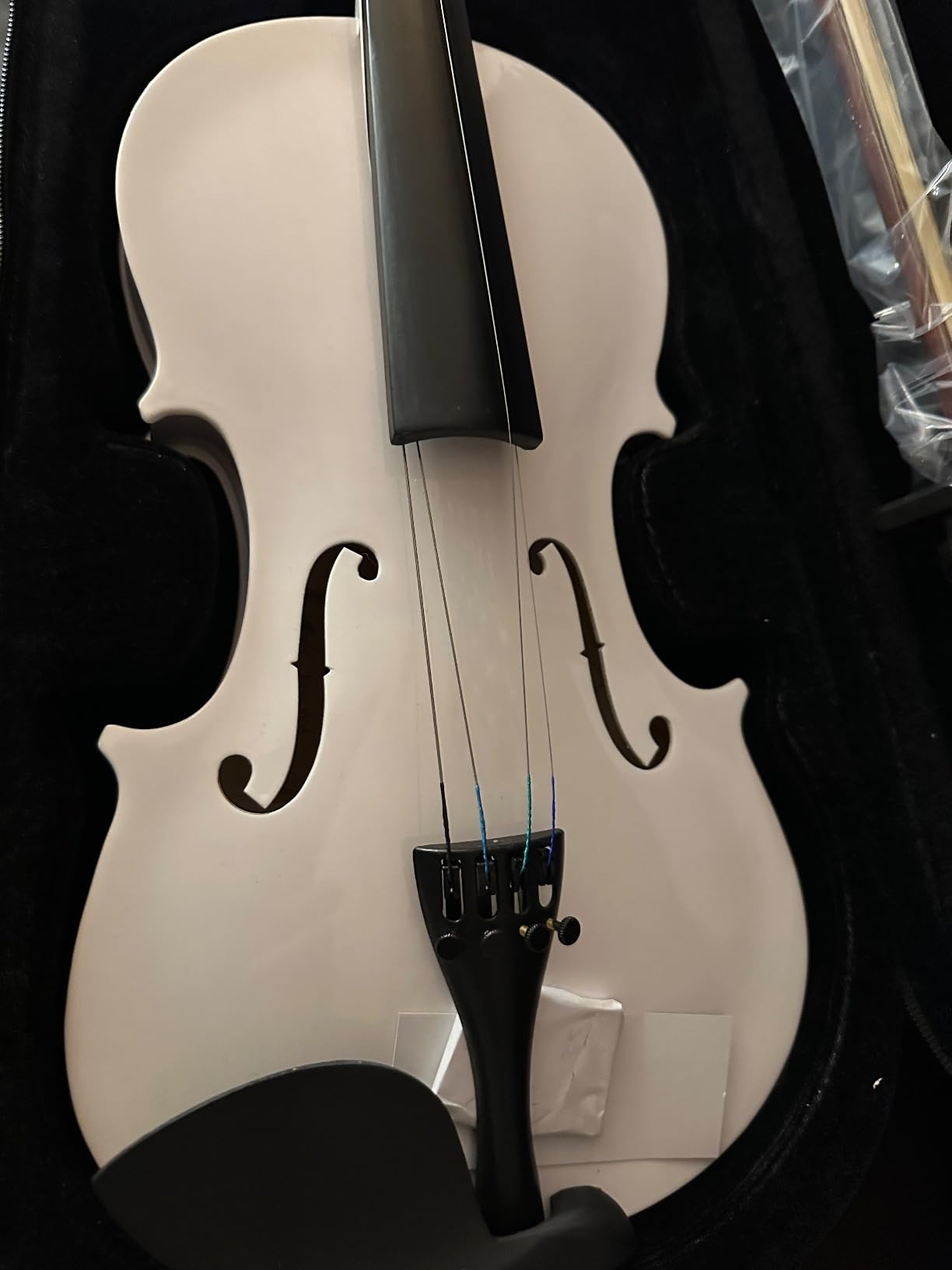 4/4 Full Size Black Acoustic Violin, Beginner Instrument Kit | Carefully polished wooden body generates warm, balanced tone; smooth fingerboard delivers comfortable playing experience customer photo 2