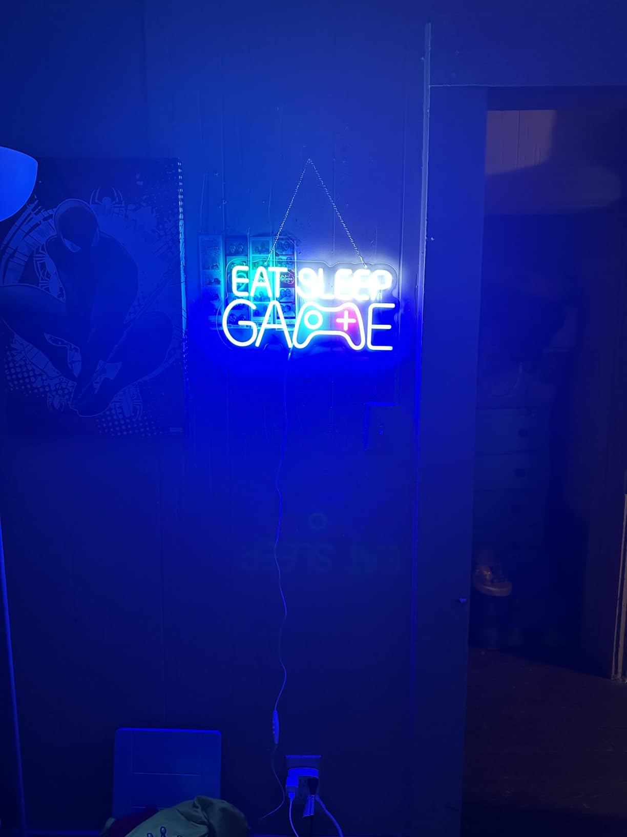 Game Room Decor EAT SLEEP GAME Dimmable LED Neon Sign Beer Bar Man Cave Bedroom Home Art Gaming Neon Light Signs Wall Artwork Sign customer photo 1