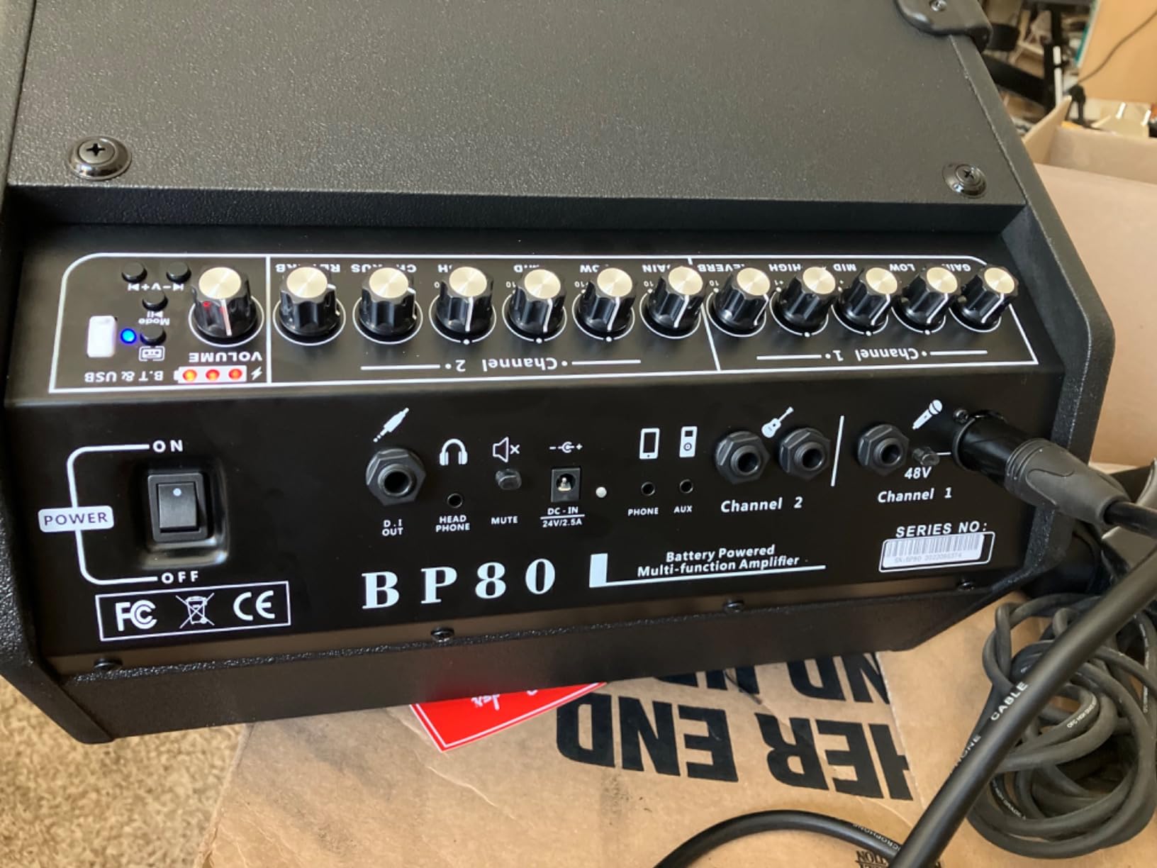 Coolmusic BP80 Battery Powered Acoustic Guitar Amplifier- Portable Bluetooth Speaker 100W, 6 Inputs,3 Band EQ,Black(3-Year Warranty) customer photo 2
