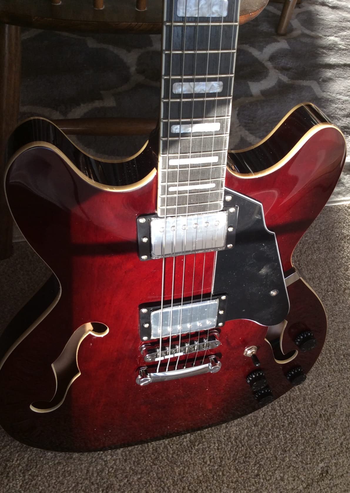 Redid Semi-Hollow Body Electric Guitar RD-100 Jazz Guitar with F-Hole,Maple neck,humbucker Pickups(Brown) customer photo 2