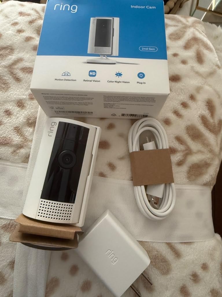 Ring Indoor Cam, Home or business security in 1080p HD video, White customer photo 2