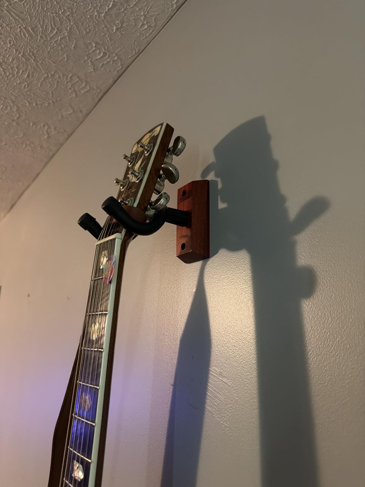Guitar Wall Mount 3 Pack, Black Walnut Wood Guitar Hanger, U-Shaped Guitar Wall Hanger Mount, Guitar Holder Hook Stand Wall for Acoustic, Electric Guitar, Banjo, Bass, Gift for Guitar Player customer photo 1