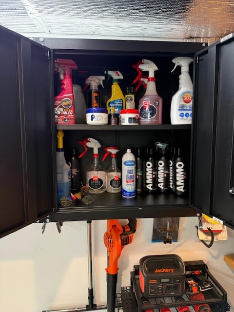 GREATMEET Locking Metal Wall Cabinets for Garage, Wall Mount Steel Floating Hanging Storage Cabinet with Doors customer photo 2
