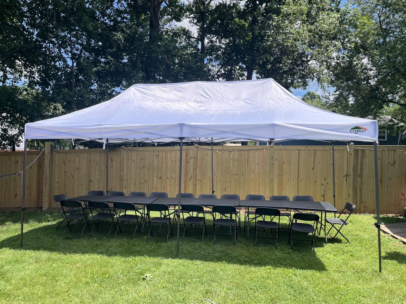 COBIZI 10x20 Heavy Duty Pop Up Canopy Tent with 6 sidewalls Easy Up Commercial Outdoor Wedding Party Tents for Parties All Season Wind & Waterproof Gazebo Roller Bag, White(Frame Thickened) customer photo 1