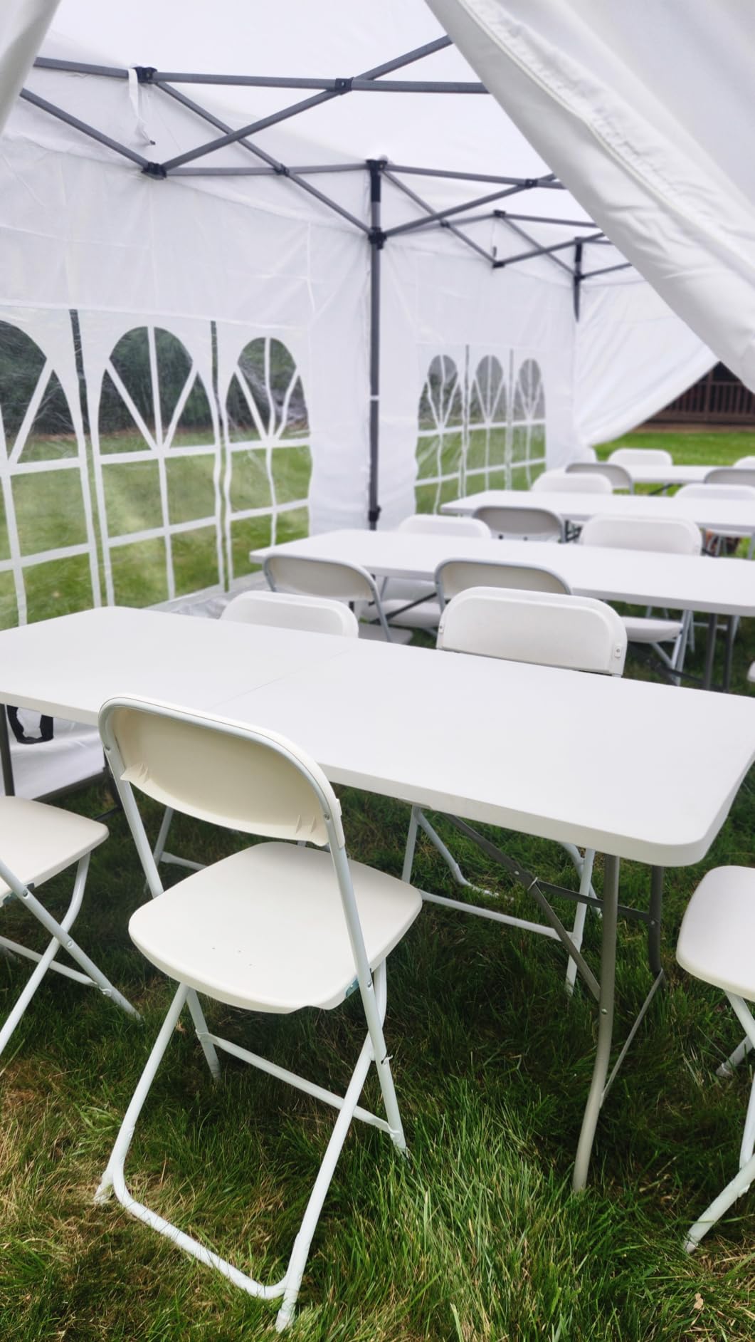 COBIZI 10x20 Heavy Duty Pop Up Canopy Tent with 6 sidewalls Easy Up Commercial Outdoor Wedding Party Tents for Parties All Season Wind & Waterproof Gazebo Roller Bag, White(Frame Thickened) customer photo 2