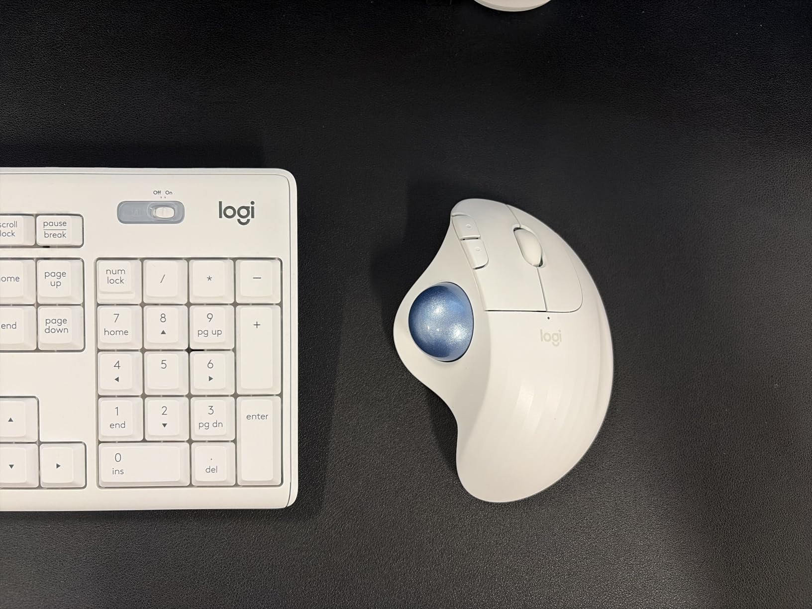 Logitech Ergo M575S Wireless Bluetooth Trackball Mouse, Wireless Ergonomic Mouse with Bluetooth and Encrypted Dongle, Comfortable Thumb Control, Precise and Smooth Tracking, for PC/Mac - Graphite Blue Ball customer photo 1