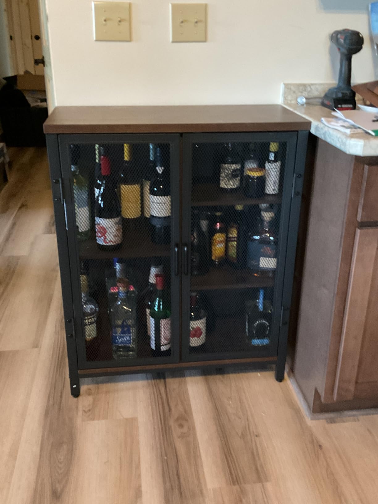 Coffee Bar Cabinet for Liquor, Small Storage Cabinet for Home Kitchen, Farmhouse Sideboard Buffet Cabinets customer photo 1