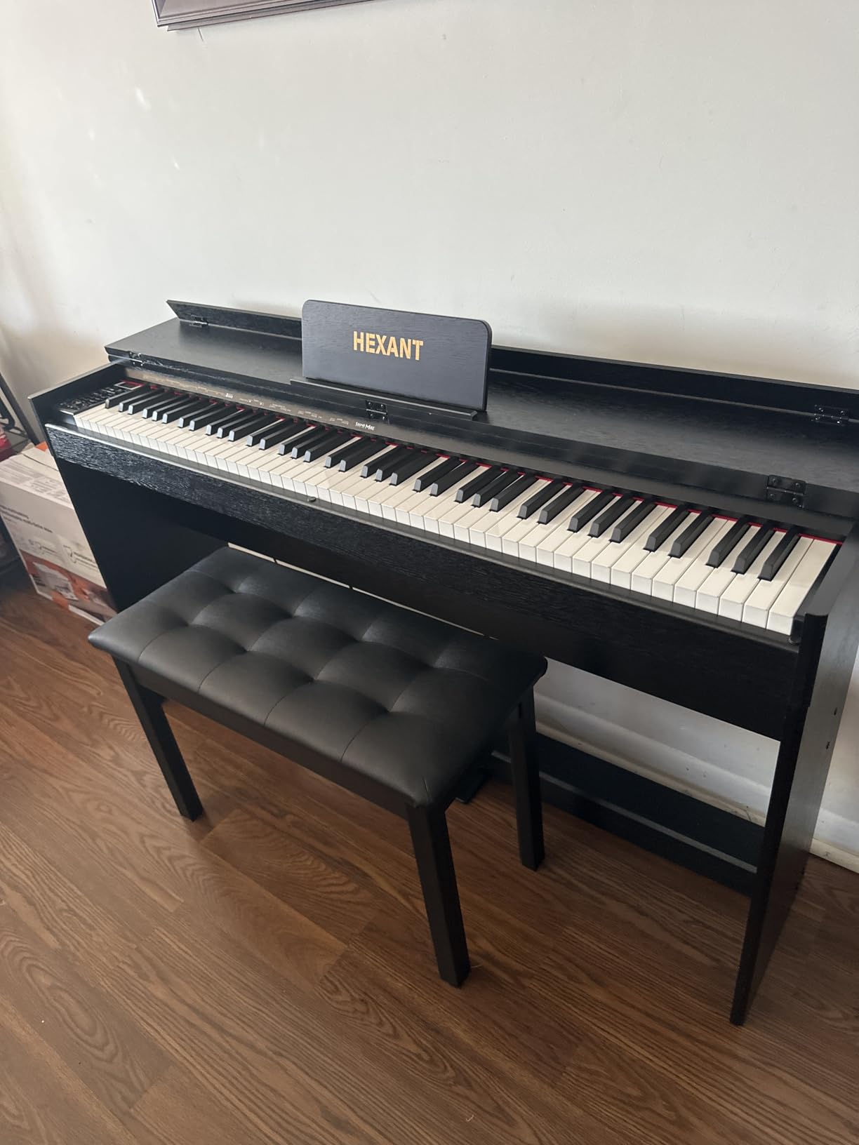 HEXANT 88-Key Weighted Digital Piano, Full-Size Semi-Weighted Upright Flip Electric Keyboard Piano with 3 Pedal and Multi-Functional Keyboard for Beginner(with Bench,Black) customer photo 2