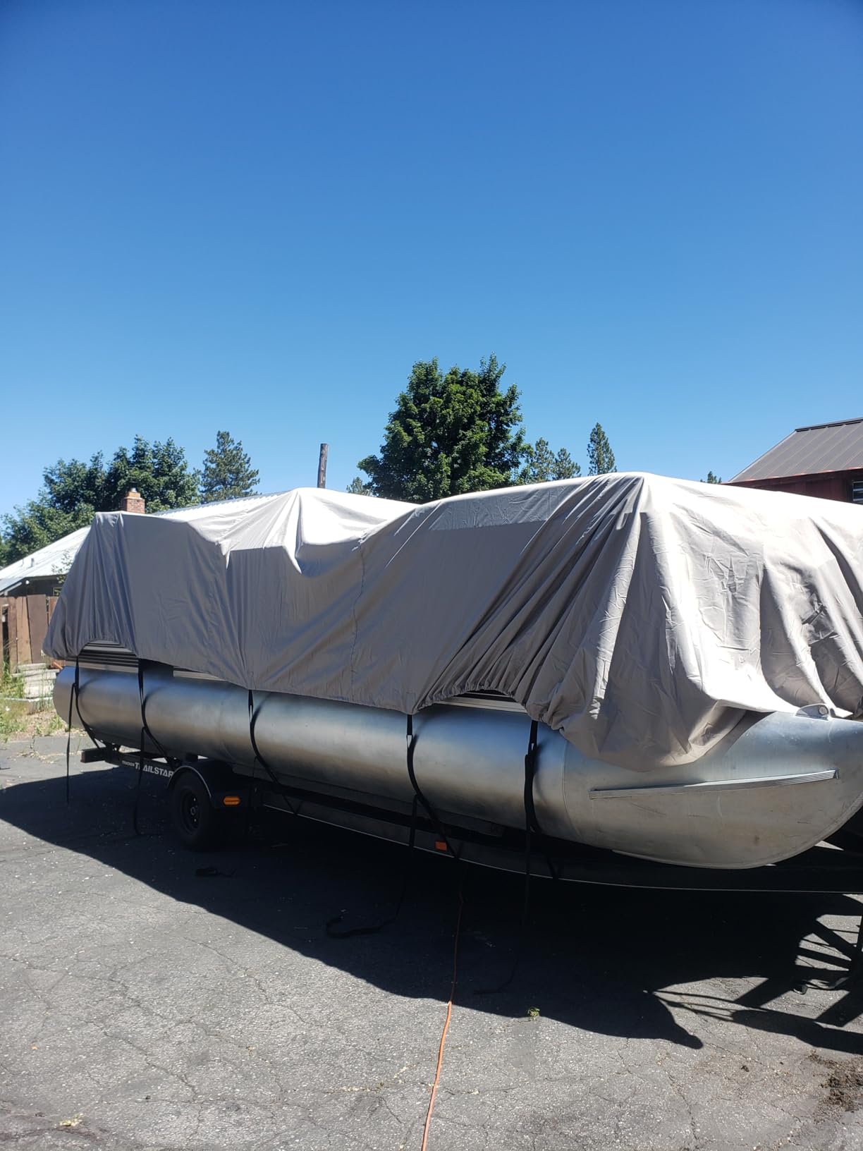 Solim 19-21FT Pontoon Boat Cover, 1200D Heavy Duty Waterproof, UV Resistant | Marine Grade Oxford Fabric, Tear Resistant, Double Stitching, Elastic Hem, Adjustable Tie-down Straps, Fits Up to 8 Ft Beam customer photo 2