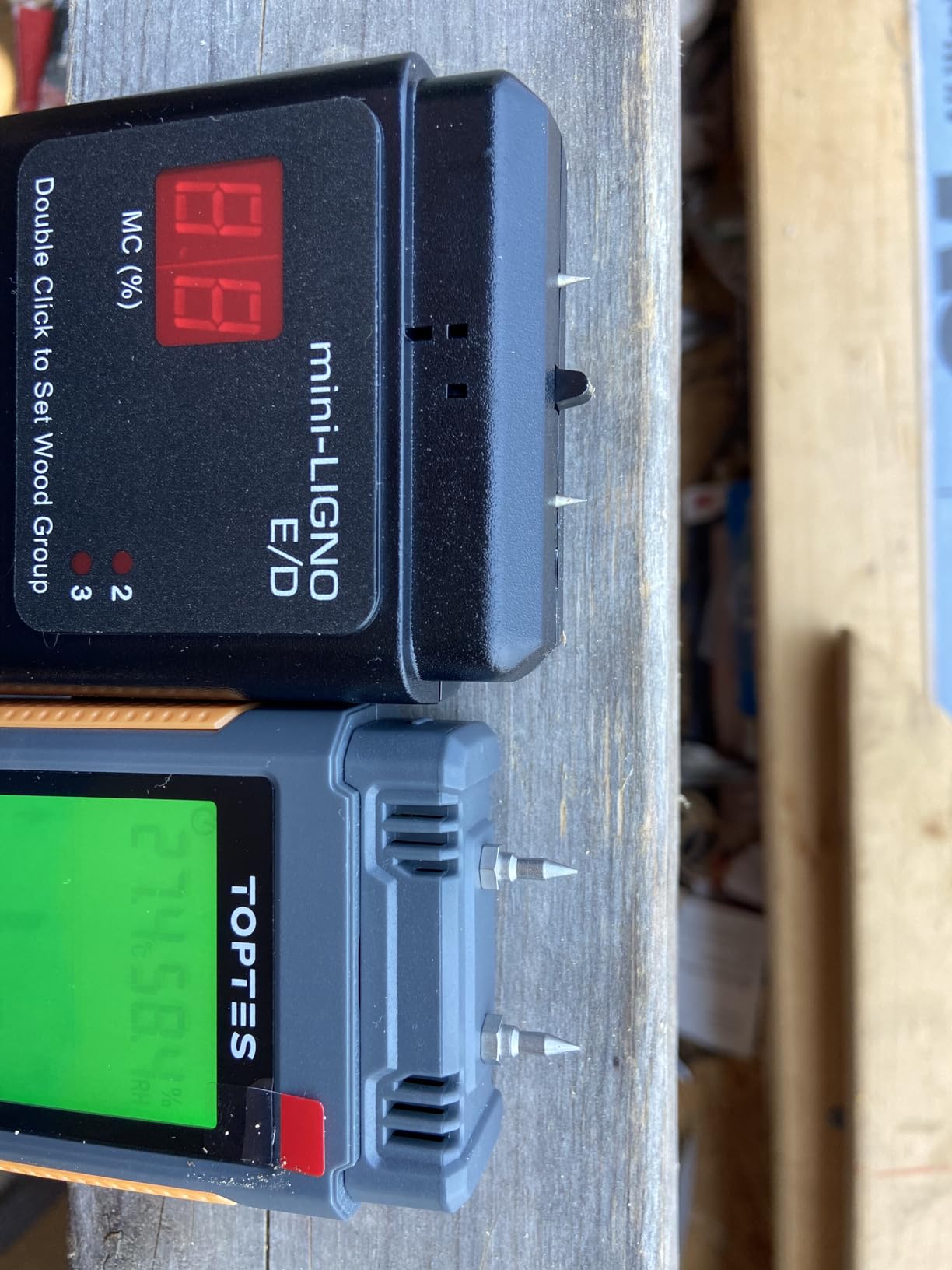 Wood Moisture Meter, TopTes Digital Moisture Meter TS-630, Handheld Humidity Tester with 2.25-inch LCD Display, Tricolor Backlight, Check The Dampness Level on Firewood/Drywall - Orange customer photo 1