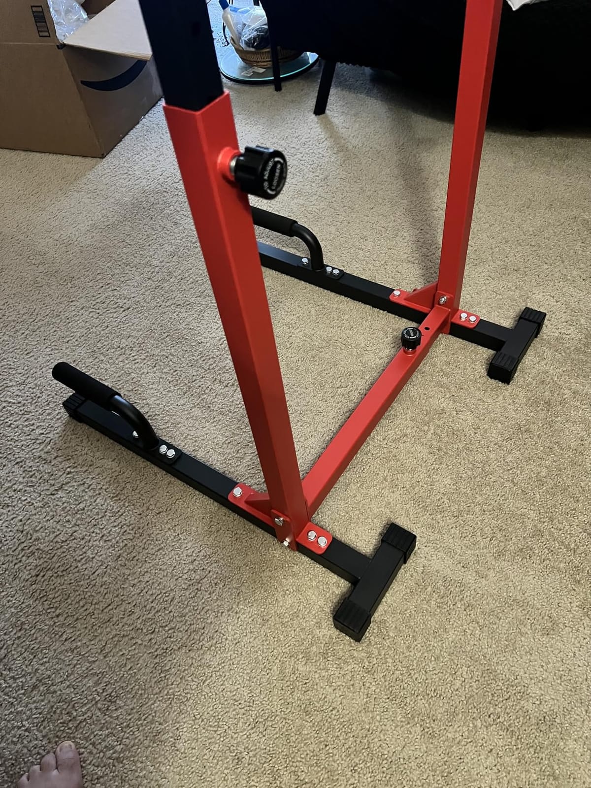 SELEWARE Heavy Duty Dip Bar, Adjustable Width & Height Dip Station Home Gym Fitness Equipment, 800lbs Capacity, Multifunctional Strength Training Dip Stand with Push Up Bar for Tricep Dips, L-Sits customer photo 2