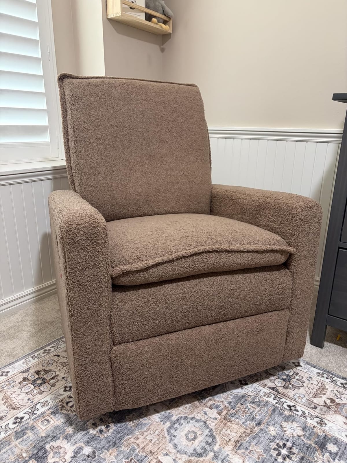 Oxford Baby Uptown Upholstered Glider Recliner Rocking Chair 360° Swivel for Nursery and Living Room - Sand customer photo 2