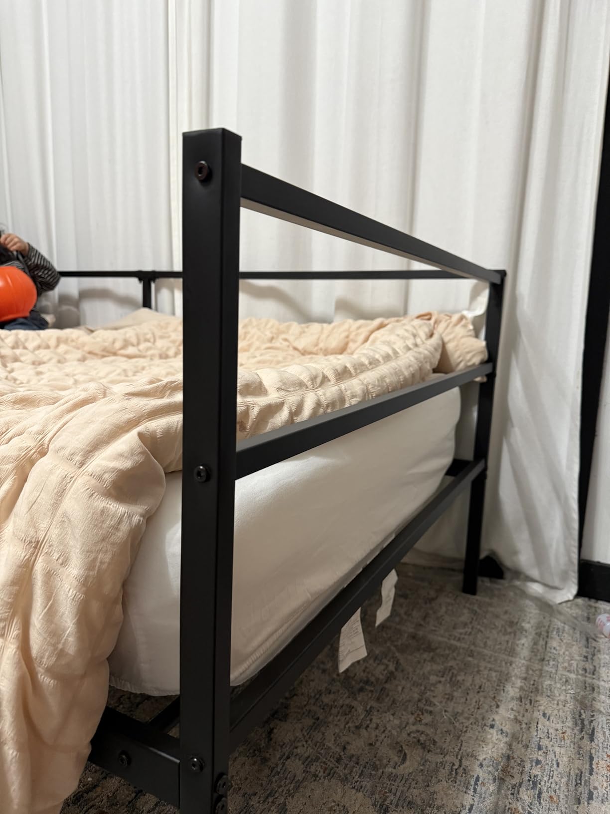 GIANTEX Metal Twin Daybed Frame, Day Bed with Metal Slat Support & 3-Sided Guardrails, 2-in-1 Space-Saving Sofa Bed for Living Room Guest Room, No Box Spring Needed, Black customer photo 2
