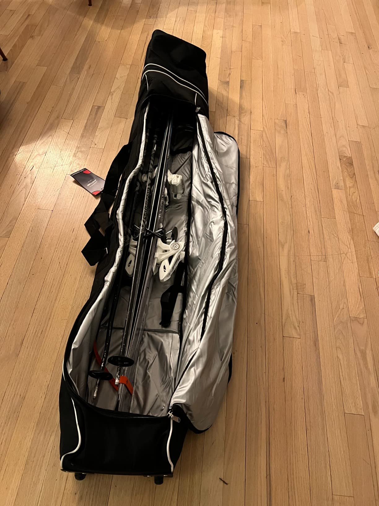 Partage Ski Bag - Ski Bag with Wheels Waterproof Ski Travel Bag 600D Heavy Duty Oxford Fabric - Adjustable Length Up to 200cm Easy to Store and Transport Suitable for Men Women customer photo 1