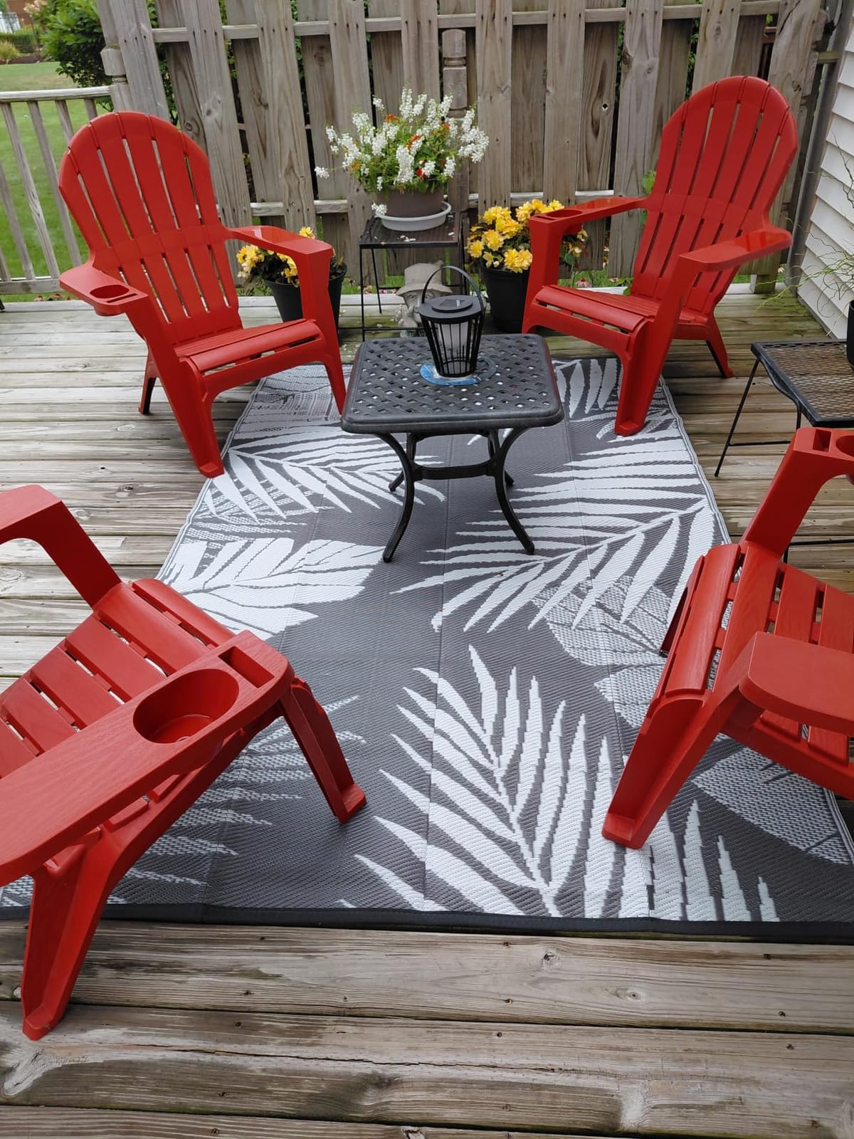GENIMO Outdoor Rug, Waterproof Plastic Rugs for Patio, 5'x8' Grey White customer photo 1
