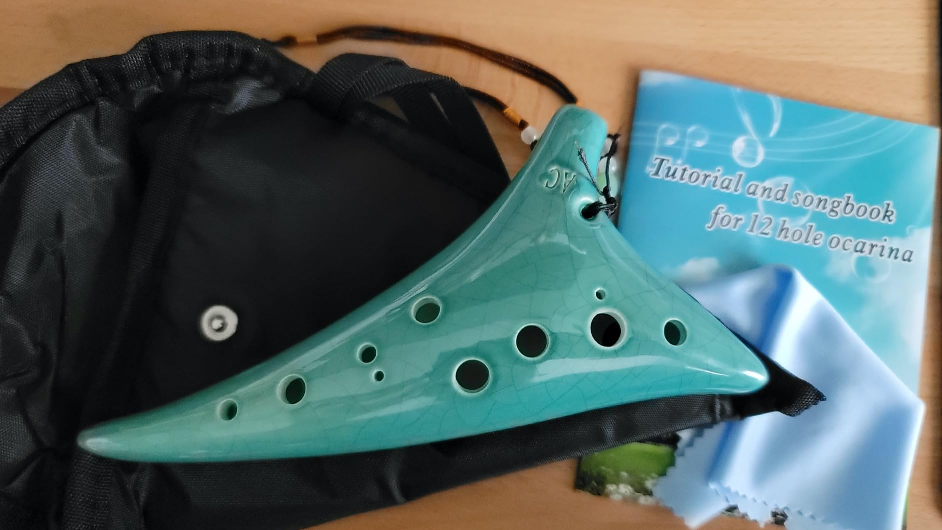 12 Hole Ocarina Instrument With Song Book for Beginner, Alto C Ceramic Ocarina (Starry Blue & Purple & Black) customer photo 2