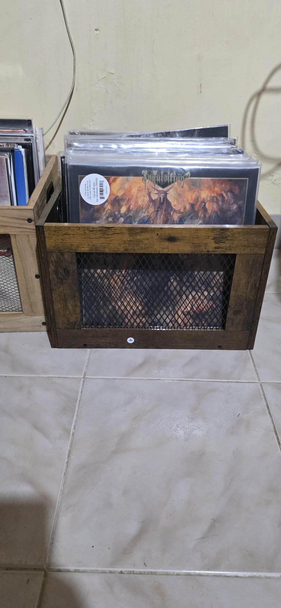 3IngSeagulls Vinyl Record Storage Crate Wooden Record Holder, Classic Cube Record Organizer Storage 100+ Records, Brown Color Vinyl Record Holder for Albums Super Easy to Assemble customer photo 1