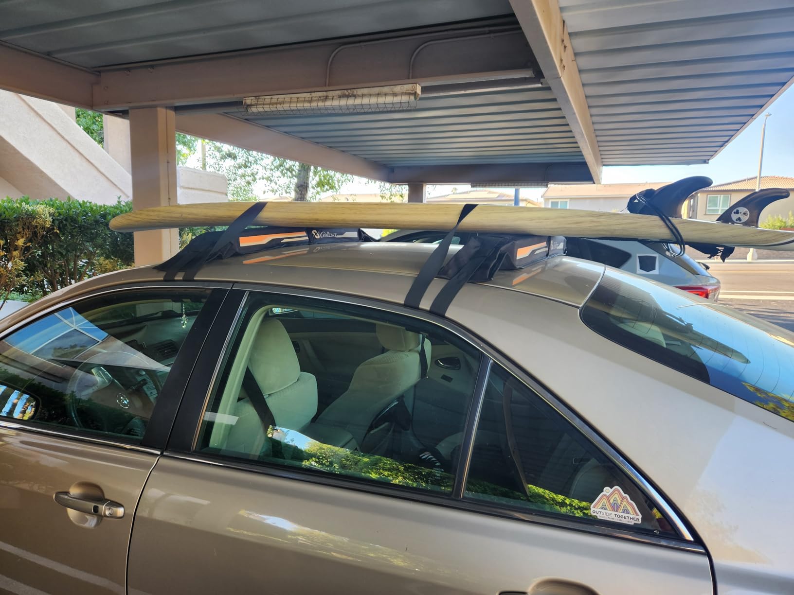 Golkcurx Universal Soft Roof Rack Pads for Kayak (Black) | Surfboard, SUP, Canoe, Snowboard, 15FT Tie-Down Straps x2, Storage Bag customer photo 2