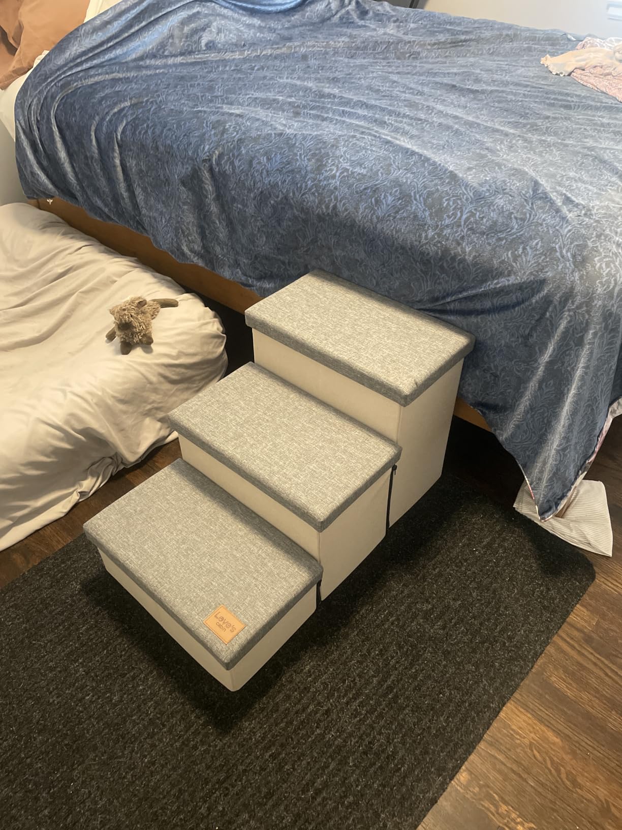 Love's cabin Dog Stairs for High Bed, Foldable Pet Stairs with Storage, 3 Steps customer photo 2