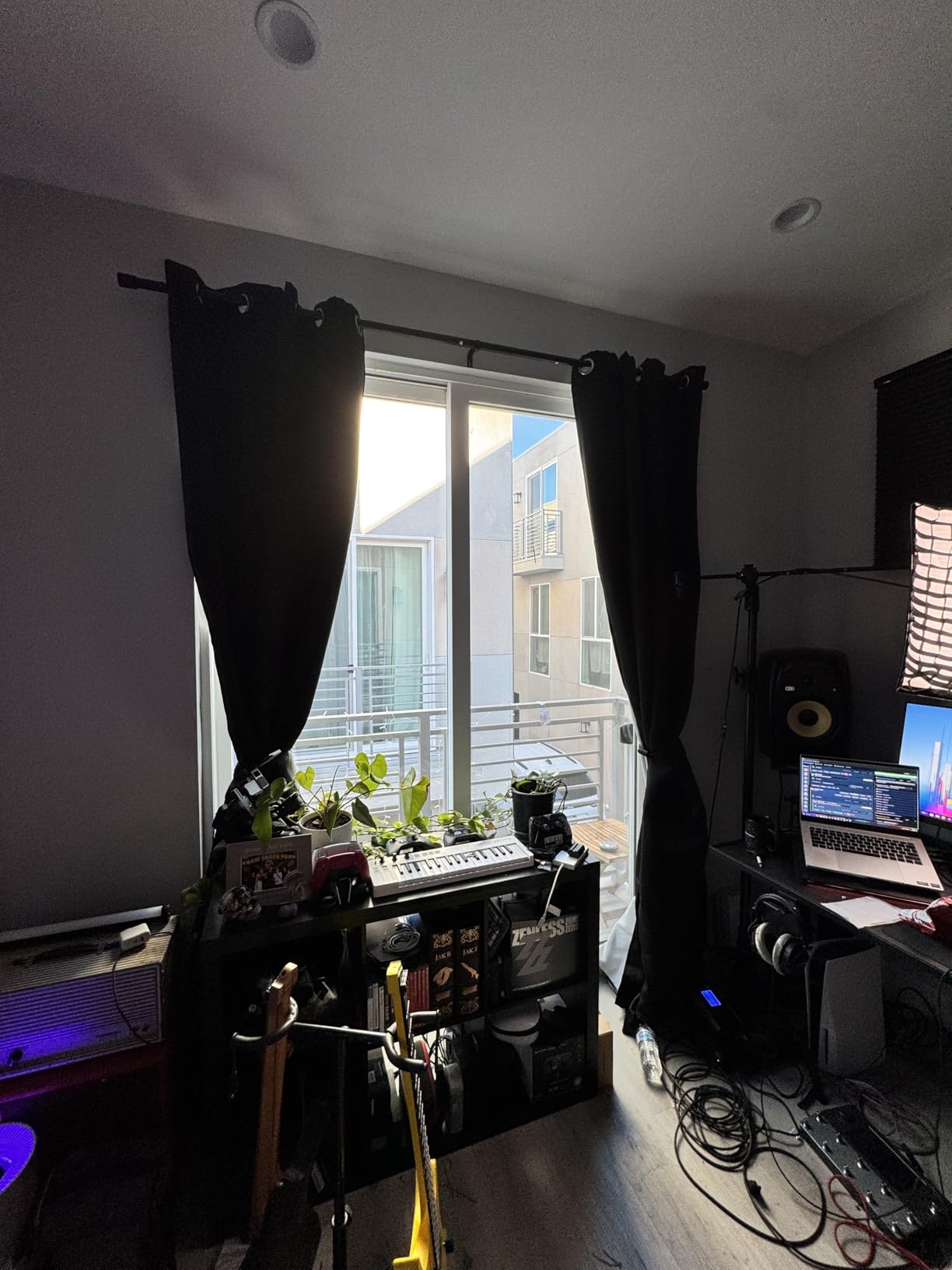 KGORGE 4-in-1 Soundproof Anti Dust 100% Blackout Curtains with Melt-Blown Layer Noise Reducing Thermal Insulating Window Drapes for Bedroom Nursery, W 52 x L 84, Black, 2 Panels customer photo 2