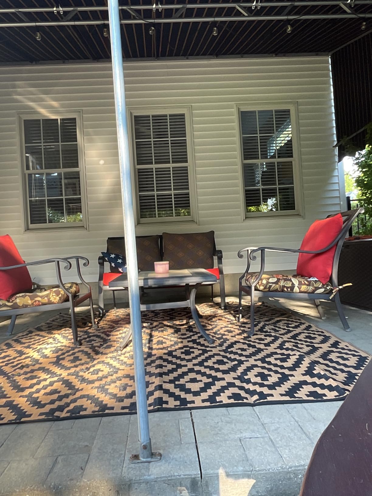 SAND MINE Reversible Mats, Plastic Straw Rug, Modern Area Rug, Large Floor Mat and Rug for Outdoors, RV, Patio, Backyard, Deck, Picnic, Beach, Trailer, Camping, Black & Beige, 6' x 9' customer photo 2