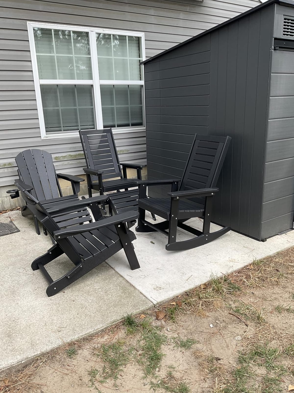 GREENVINES Folding-Adirondack-Chairs Set of 2, HDPE All Weather, Blue | Hidden Cup Holder | 5