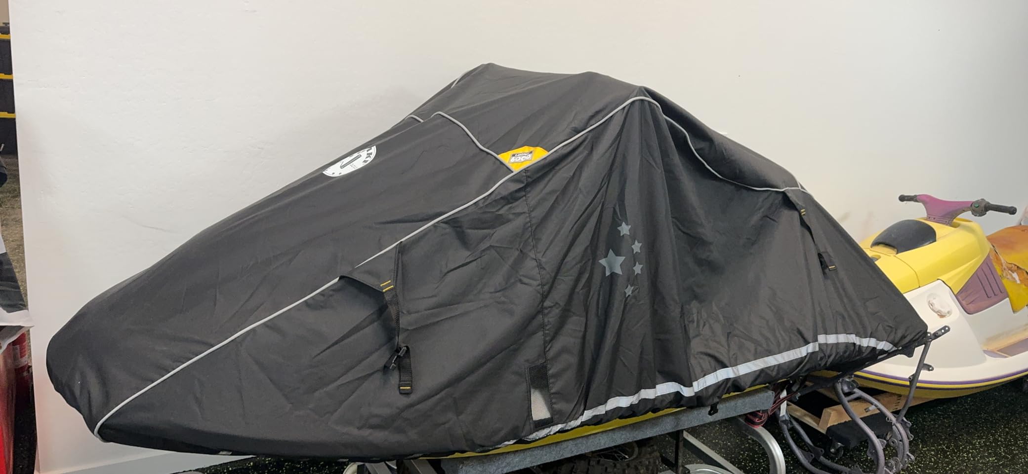 LIBZAKI Jet Ski Cover PWC Cover 2-3 Seats Heavy Duty Waterproof 600D UV Resistant Fits for Yamaha Sea-Doo Kawasaki up to 136~145