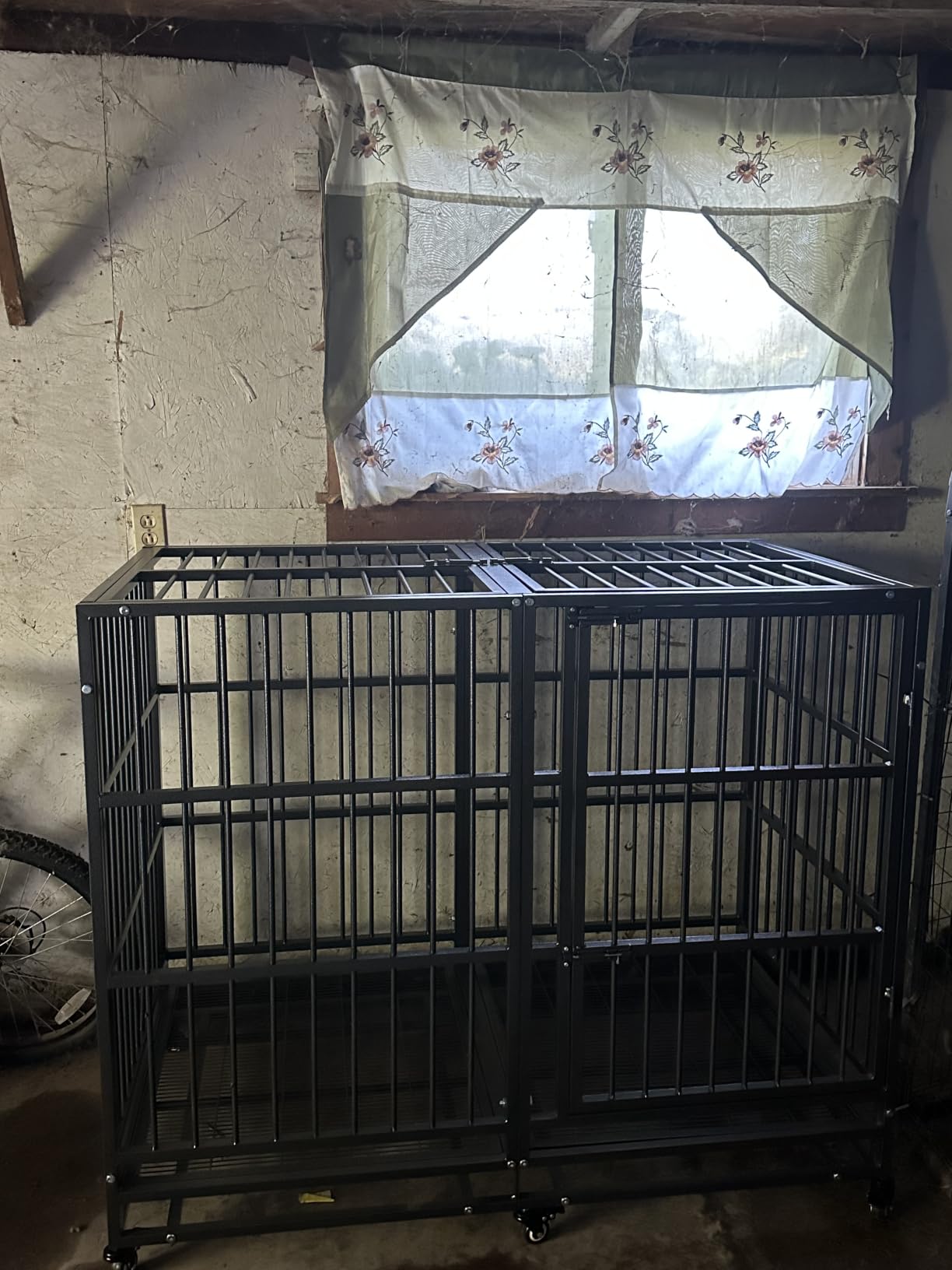 BOLDBONE 48 inch Heavy Duty Indestructible and Escape-Proof Dog Crate Cage Kennel for Large Dogs, High Anxiety Dog Crate with Removable Wire Trays and Wheels, Extra Large XL XXL, Black customer photo 1