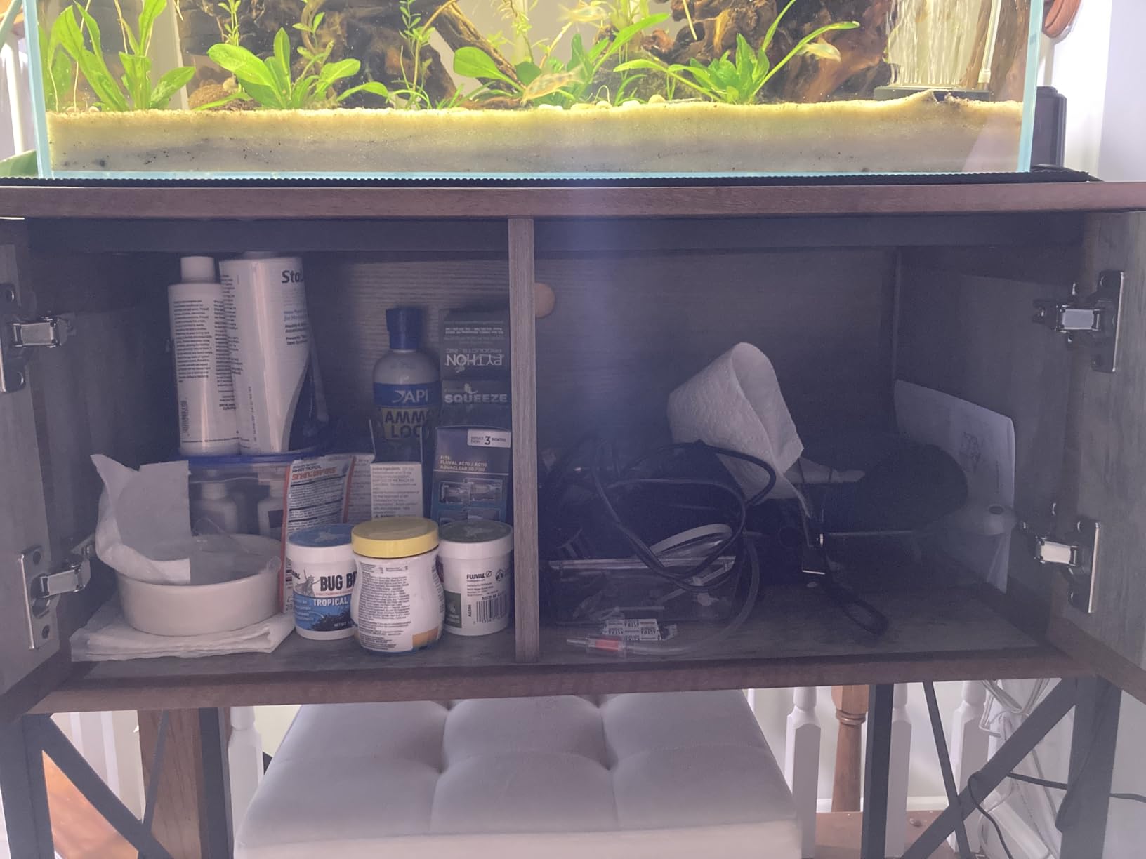 Herture 20-29 Gallon Aquarium Stand Metal Frame Fish Tank Stand with Cabinet Storage, for 20 Gallon Long Aquarium,30.7