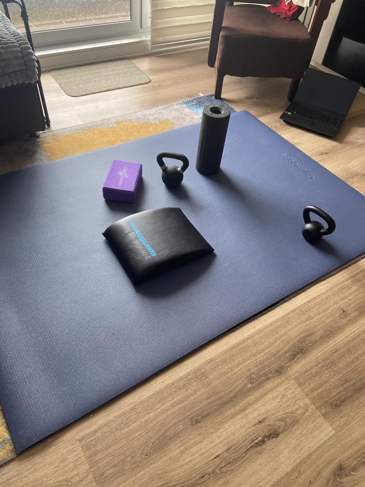 GymCope Large Exercise Mat for Home Workouts, 12x6/10x6/9x6/8x6/7x5/6x4 ft | (7mm) Extra Thick Workout Mat, High-Density Gym Mat for Cardio, Jump Rope, MMA, Weights (Shoe-Friendly) customer photo 1